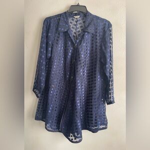 Navy Blue Sheer Blouse